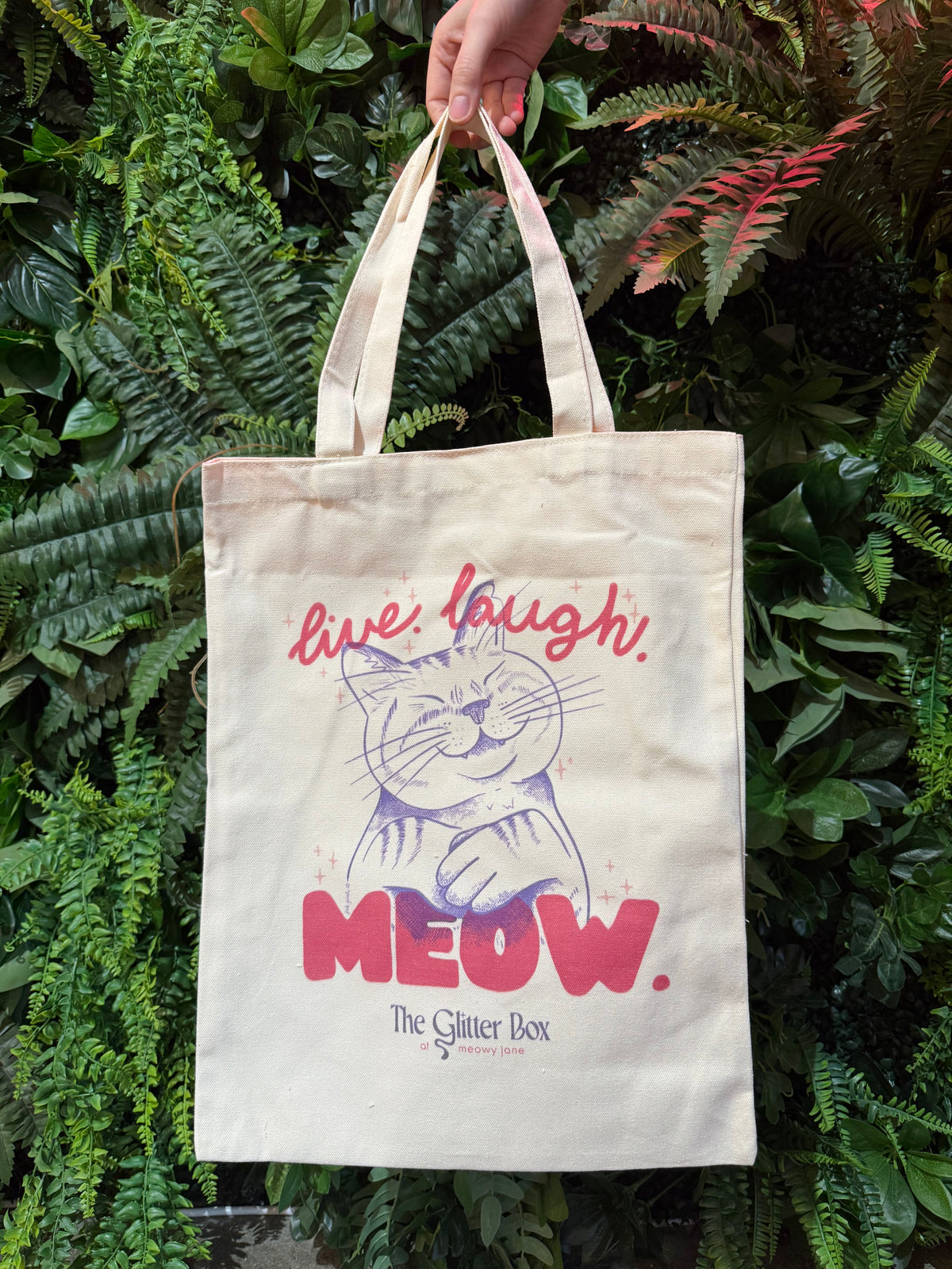 Live Laugh Meow Tote Bag